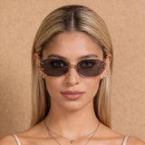 Rimless Oval Sunglasses with Gold Frame thumbnail 2