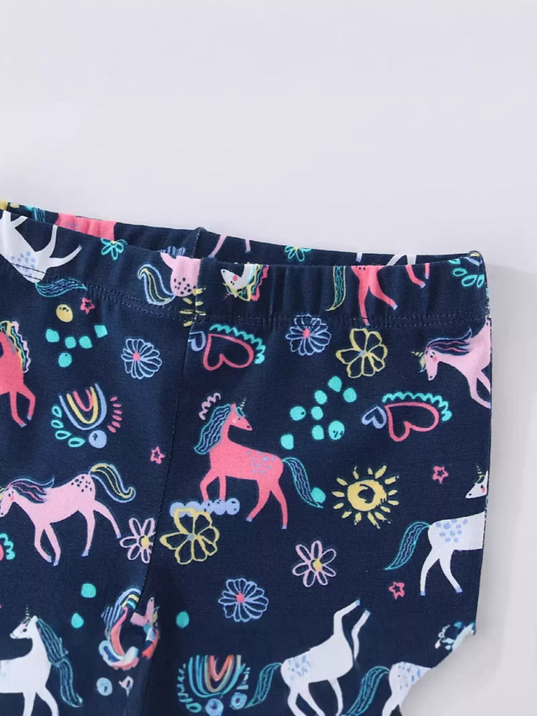 Children's Unicorn Print Flare Leggings