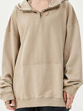 Men's Washed Quarter-Zip Hoodie with Kangaroo Pocket thumbnail 7