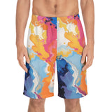 Abstract Color Splash Board Shorts — Vibrant Marble AOP Men's Swim Trunks thumbnail 3