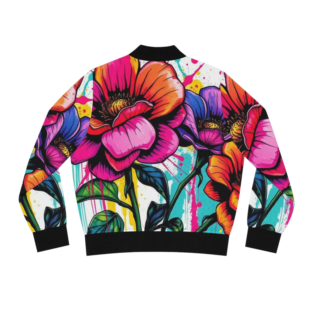 Floral Graffiti Bomber Jacket