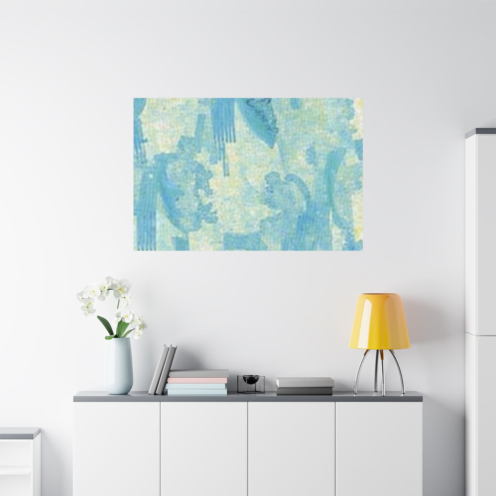 Abstract Aqua Brushstroke Canvas Print — Coastal Blue Wall Art