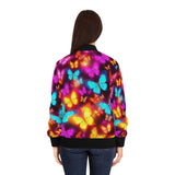Butterfly Glow Bomber Jacket — Vibrant Neon Butterflies All-Over Print thumbnail 4