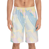 Pastel Brushstroke Board Shorts — Men's Beach Swim Trunks thumbnail 3