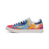 Men's Low-Top Leather Sneakers — Vibrant Abstract Watercolor Print thumbnail 5
