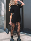 Floral Patchwork Short Sleeve T Shirt Loose Dress thumbnail 13