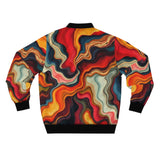 Abstract Swirl Bomber Jacket — Colorful Retro Marble AOP thumbnail 2