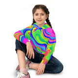 Kids Psychedelic Swirl Hoodie – Bright Rainbow All-Over Print thumbnail 7