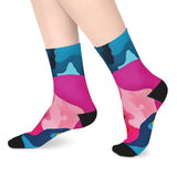 Colorful Abstract Mid-Length Socks — Vibrant Camouflage Pattern thumbnail 5
