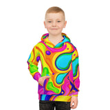 Kids' Psychedelic Rainbow Hoodie — Vibrant Swirl All-Over Print thumbnail 1