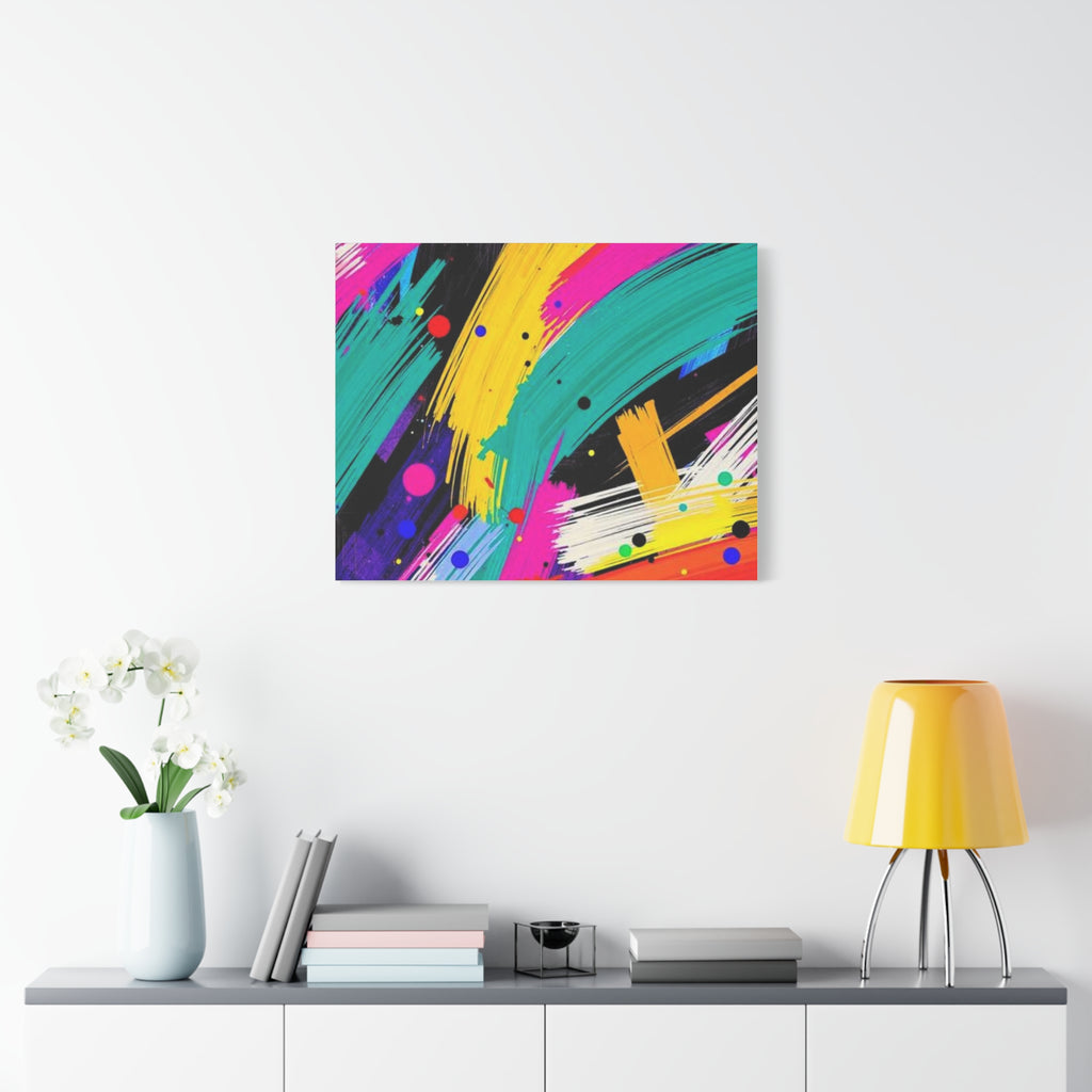 Abstract Neon Brushstroke Canvas Print — Colorful Modern Wall Art