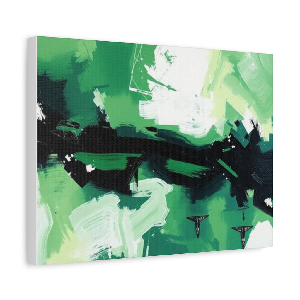 Abstract Green Brushstroke Canvas Print