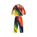 Women's Satin Pajama Set — Colorful Abstract Wave Print Sleepwear thumbnail 2