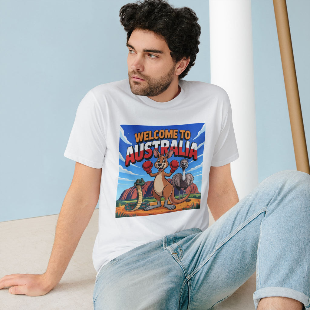 Welcome to Australia T-Shirt — Kangaroo, Emu & Snake Aussie Travel Tee