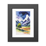 Framed Mountain Watercolor Print — Scenic Landscape Paper Poster thumbnail 1