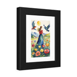 Framed Art Print — Woman in Flower Field Watercolor Poster thumbnail 2