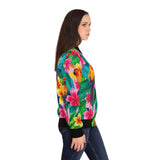 Tropical Parrot Floral Bomber Jacket — Women's Colorful Hawaiian AOP thumbnail 5