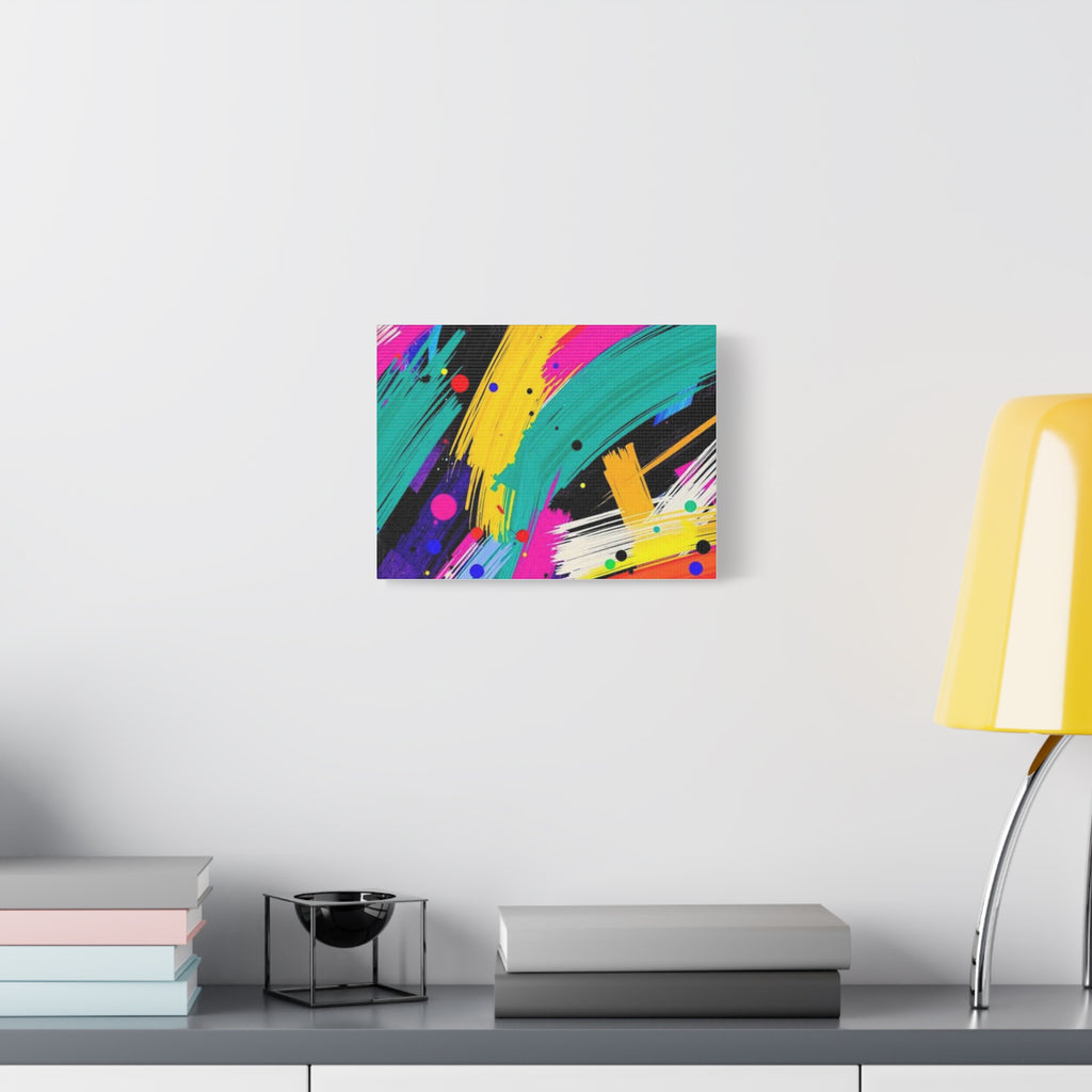 Abstract Neon Brushstroke Canvas Print — Colorful Modern Wall Art