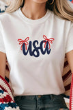 USA Lettering Bow Embroidered T Shirt thumbnail 3