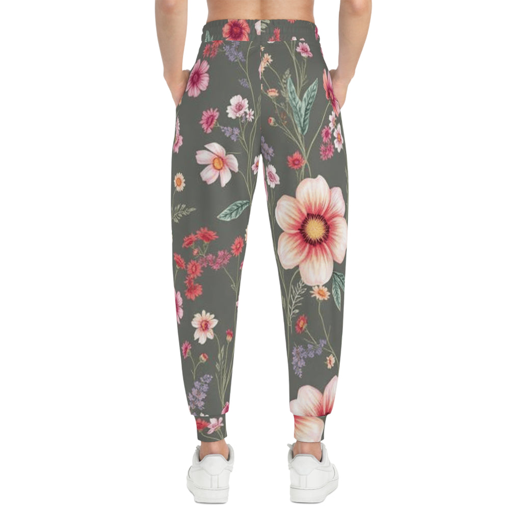 Floral Athletic Joggers — Vintage Meadow All-Over-Print Sweatpants