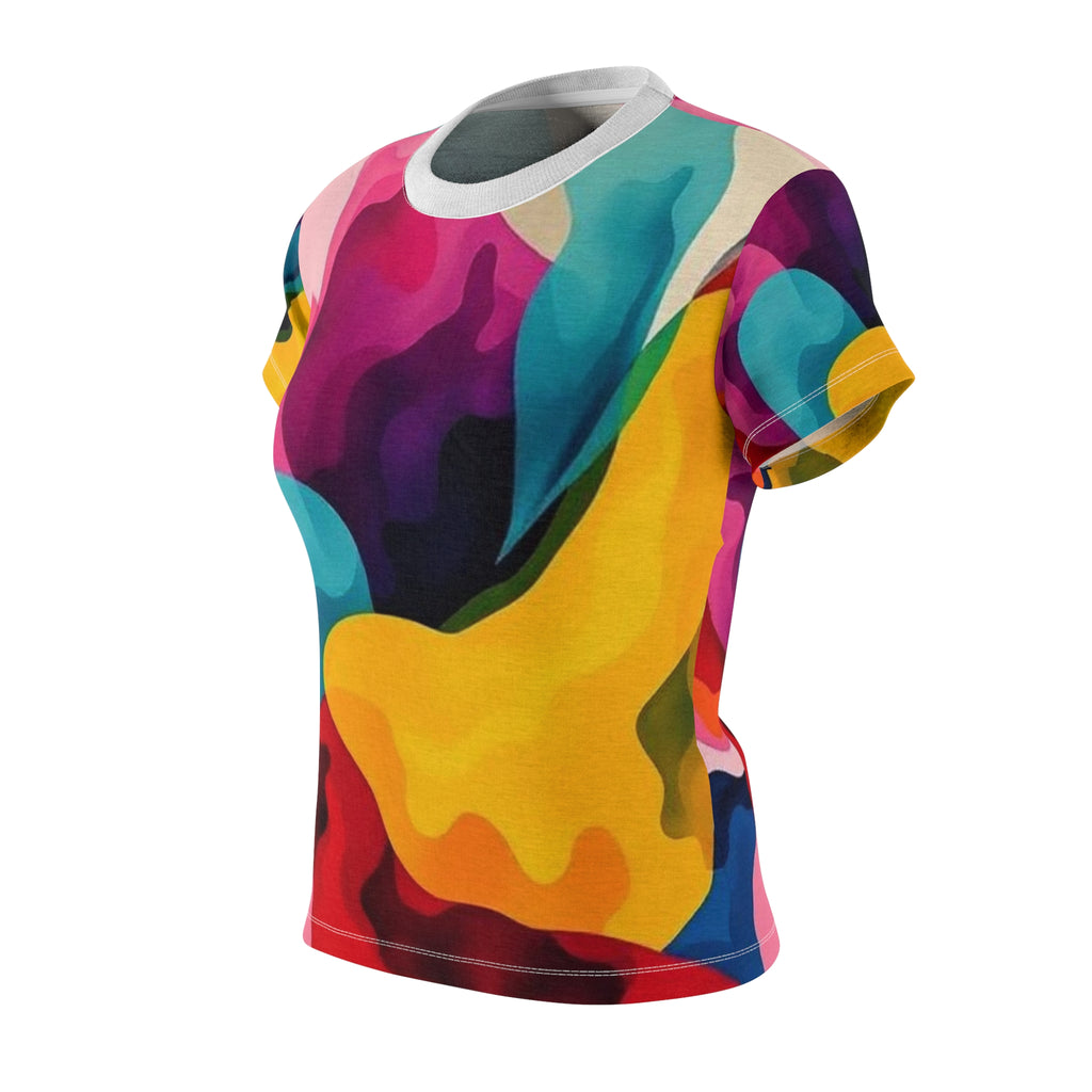 Abstract Color Splash Women's Tee — Vibrant All-Over Print
