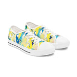 Low Top Sneakers — Abstract Watercolor Yellow & Blue Canvas Tennis Shoes thumbnail 2