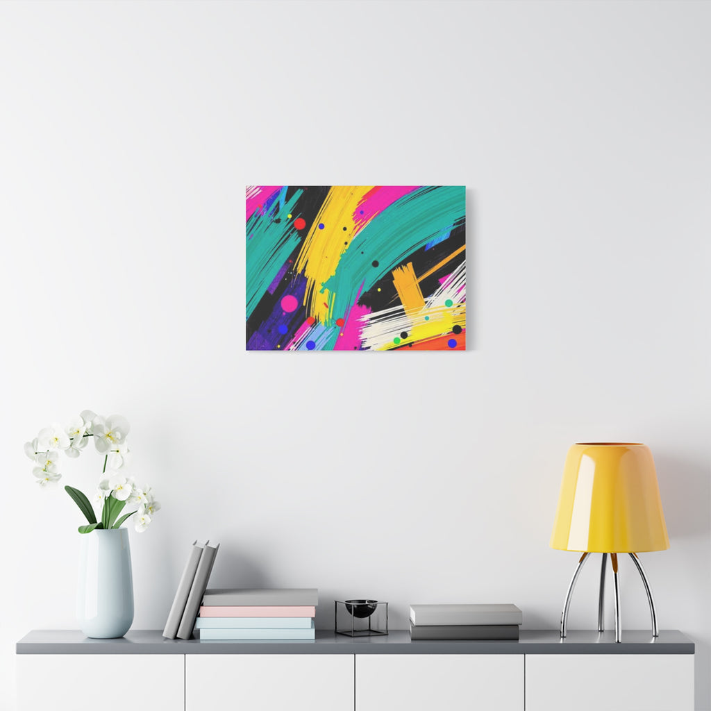 Abstract Neon Brushstroke Canvas Print — Colorful Modern Wall Art