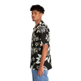 Black & White Tropical Hawaiian Shirt — Men's Floral AOP Button-Up thumbnail 6