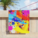 Abstract Neon Paint Brushstroke Beach Towel — Vibrant Color Splash Summer Towel thumbnail 5