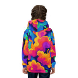 Kids' Psychedelic Cloud Hoodie – Colorful All-Over Print thumbnail 4