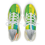 Men's Colorful Mesh Sneakers — Green Yellow Abstract Athletic Shoes thumbnail 2
