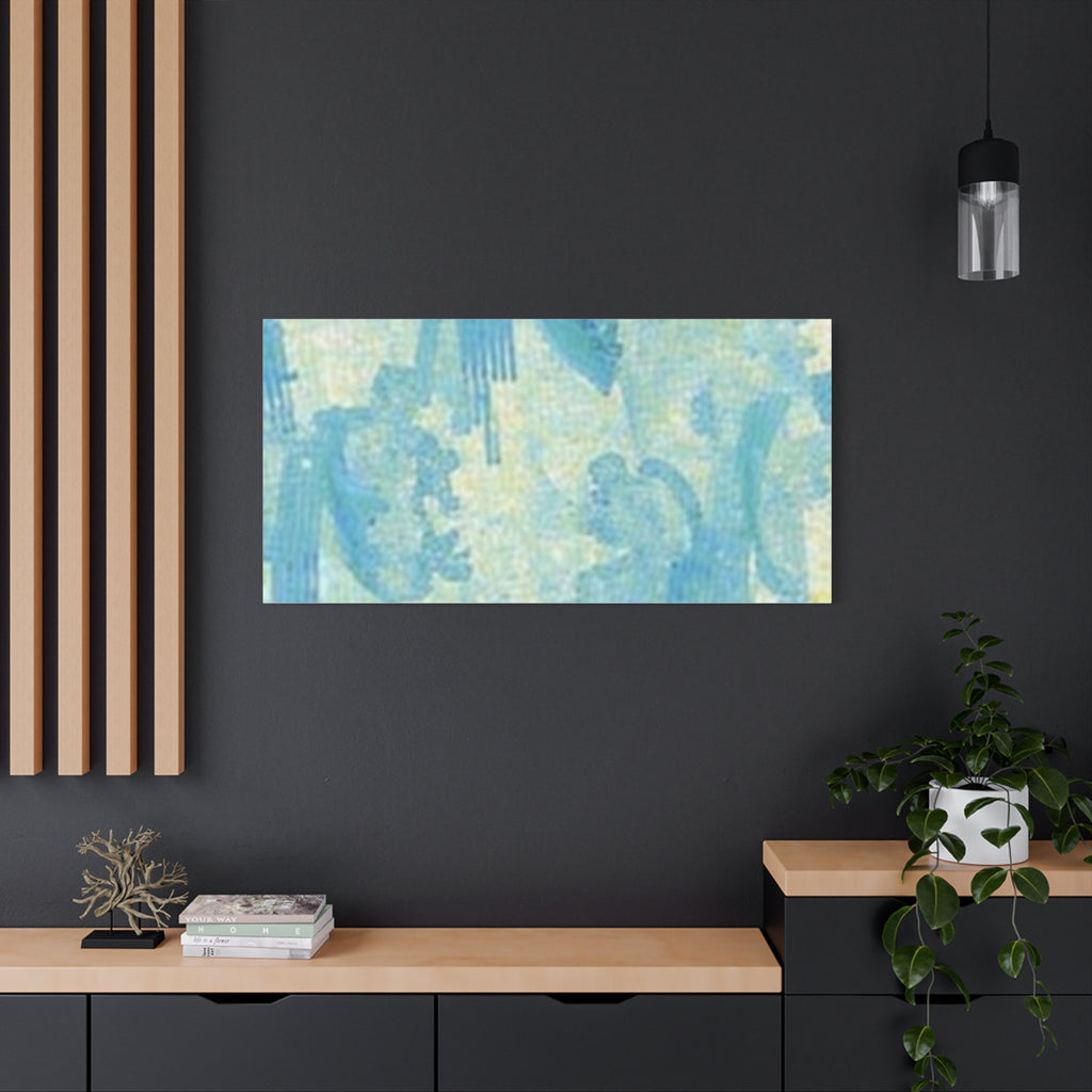 Abstract Aqua Brushstroke Canvas Print — Coastal Blue Wall Art
