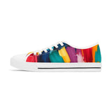 Abstract Rainbow Brushstroke Low Top Sneakers — Colorful Women's Canvas Shoes thumbnail 3