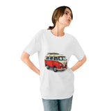 Vintage VW Camper T-Shirt — Retro Red Van Surfboard Graphic thumbnail 3