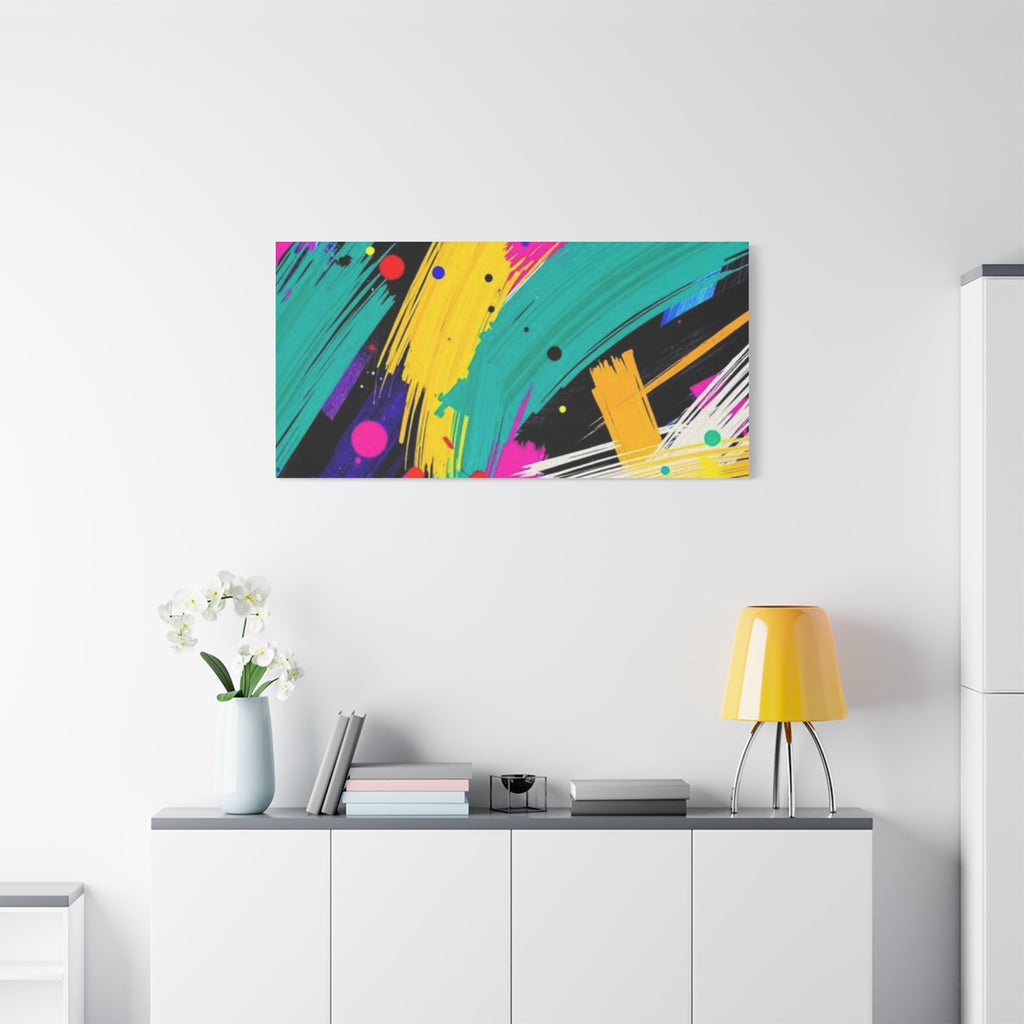 Abstract Neon Brushstroke Canvas Print — Colorful Modern Wall Art