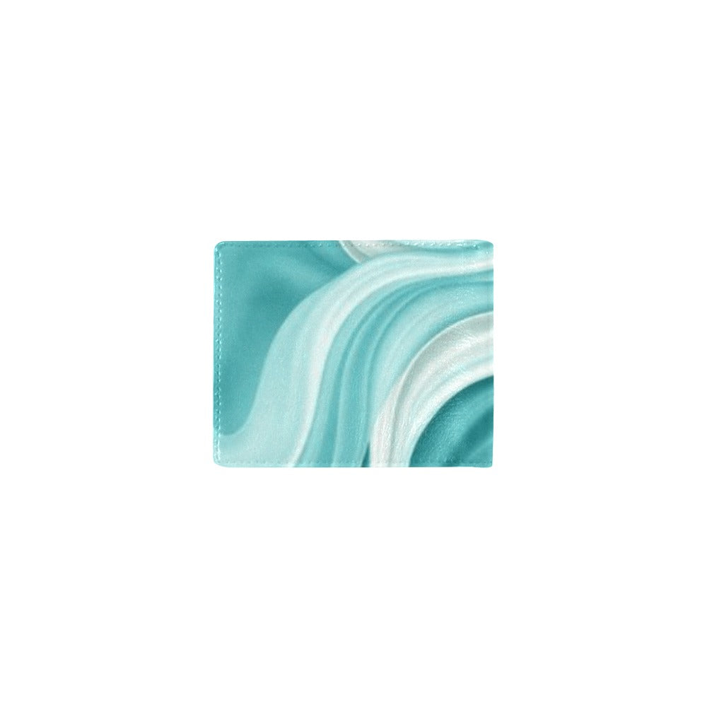 Bifold Stylish Wallet – Blue Abstract Wave Design