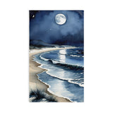 Moonlit Ocean Hand Towel — Coastal Night Beach Waves Design thumbnail 1