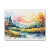 Watercolor Mountain Landscape Matte Canvas Wall Art, Stretched 1.25" thumbnail 2