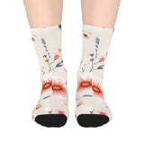 Floral Mid-Length Socks — Soft Pink Watercolor Blooms Pattern thumbnail 1