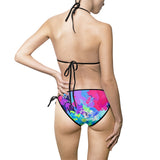 Tie-Side Bikini — Vibrant Tie-Dye Floral Print Women's Swimsuit thumbnail 3
