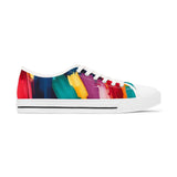 Abstract Rainbow Brushstroke Low Top Sneakers — Colorful Women's Canvas Shoes thumbnail 4