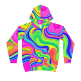 Kids Psychedelic Swirl Hoodie – Bright Rainbow All-Over Print thumbnail 2