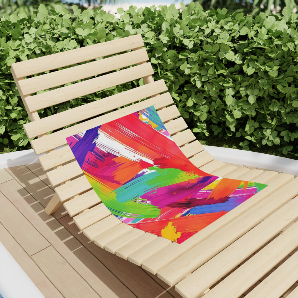 Vibrant Brushstroke Beach Towel — Colorful Abstract Paint Swatch Design