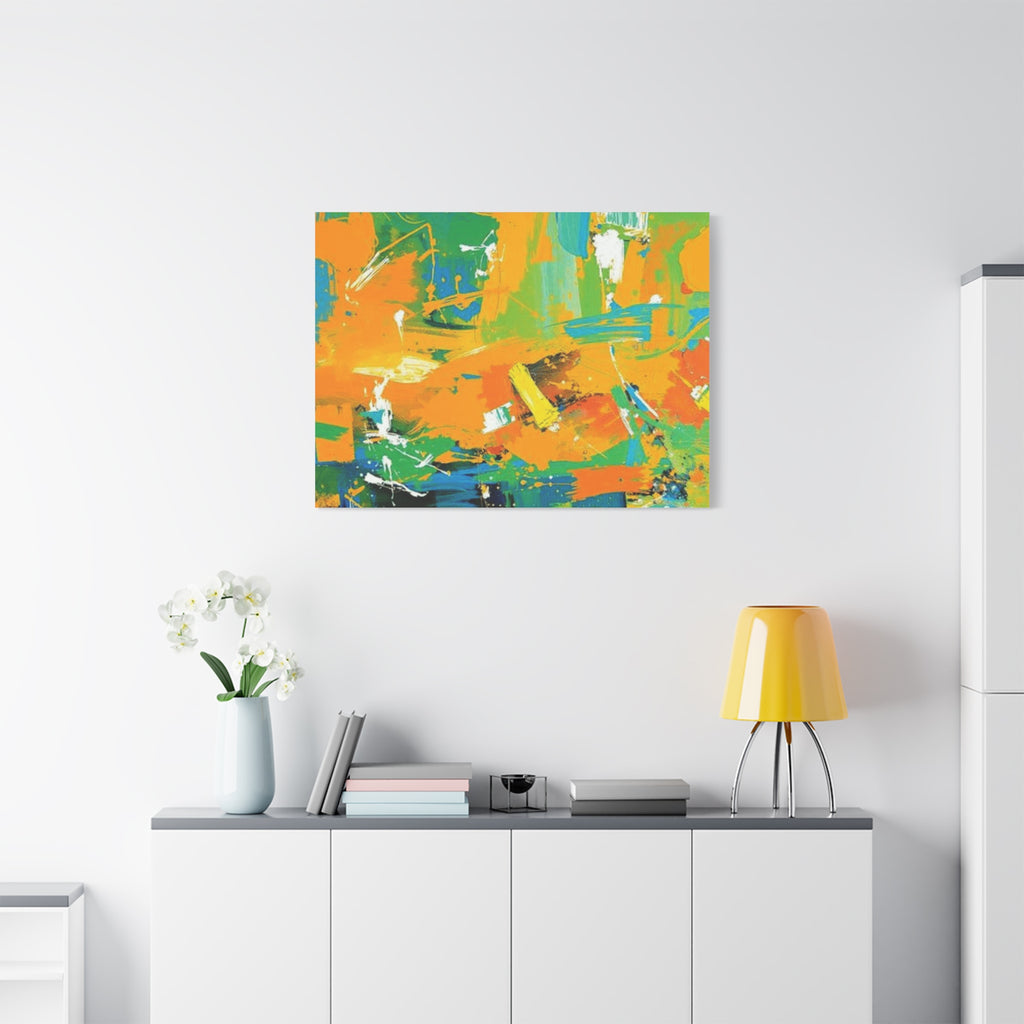 Abstract Orange & Green Canvas Art — Vibrant Modern Wall Decor
