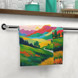 Face Towel — Colorful Sunrise Landscape Cotton Face Towel thumbnail 4