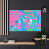 Neon Splash Abstract Canvas Print – Bright Pink & Aqua Modern Wall Art thumbnail 100