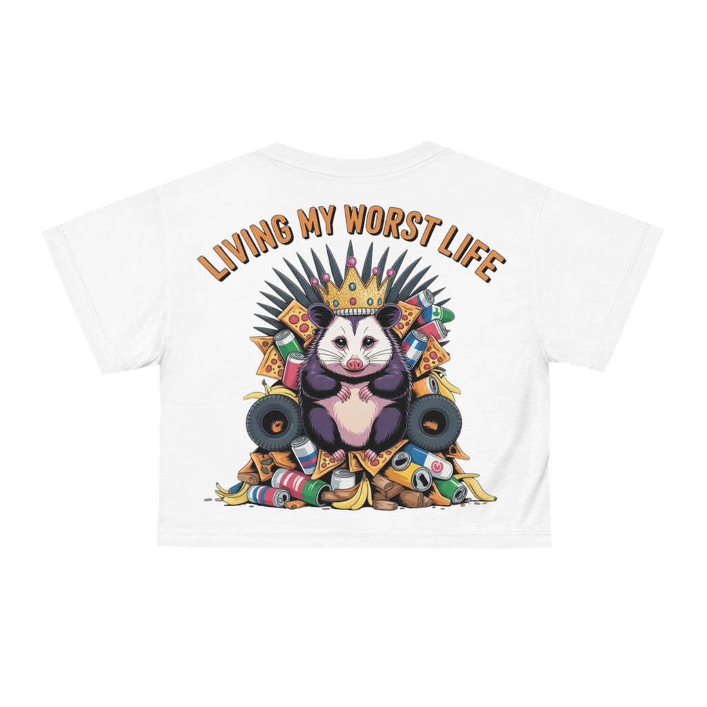 Living My Worst Life Crop Tee — Funny Panda Throne Graphic