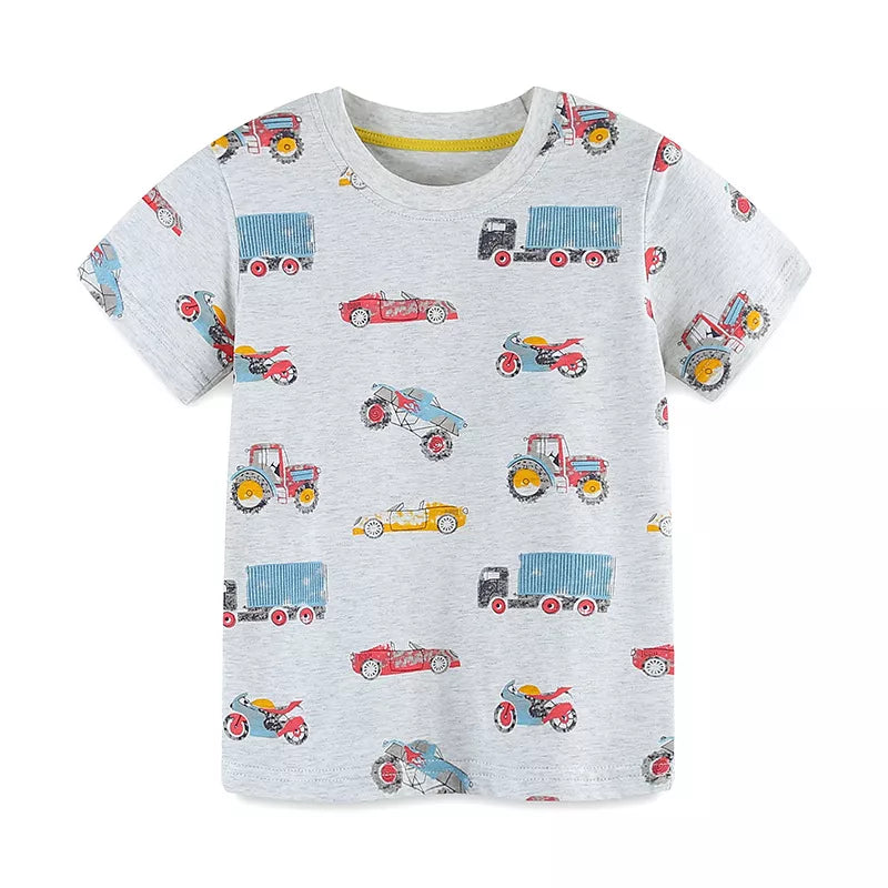 Children's Vehicle Print T-Shirt and Shorts Set