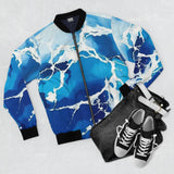 Blue Ocean Wave Bomber Jacket thumbnail 4