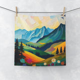 Mountain Meadow Face Towel — Colorful Scenic Nature Hand Towel thumbnail 1